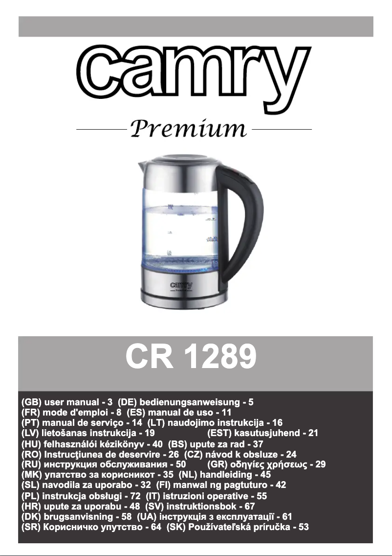 Page 1 de la notice Manuel utilisateur Camry CR 1289