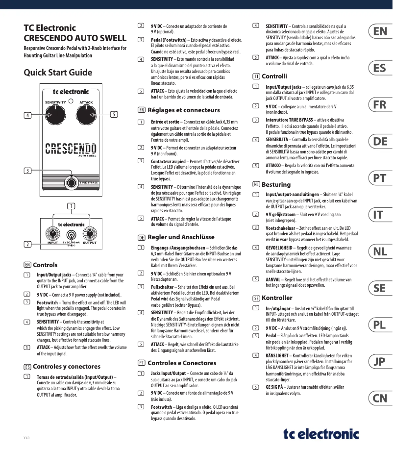 Page 1 de la notice Manuel utilisateur TC Electronic Crescendo Auto Swell