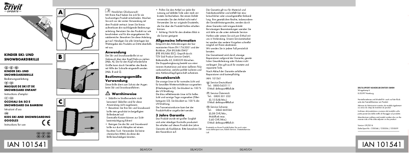 Page 1 de la notice Manuel utilisateur Crivit IAN 101541