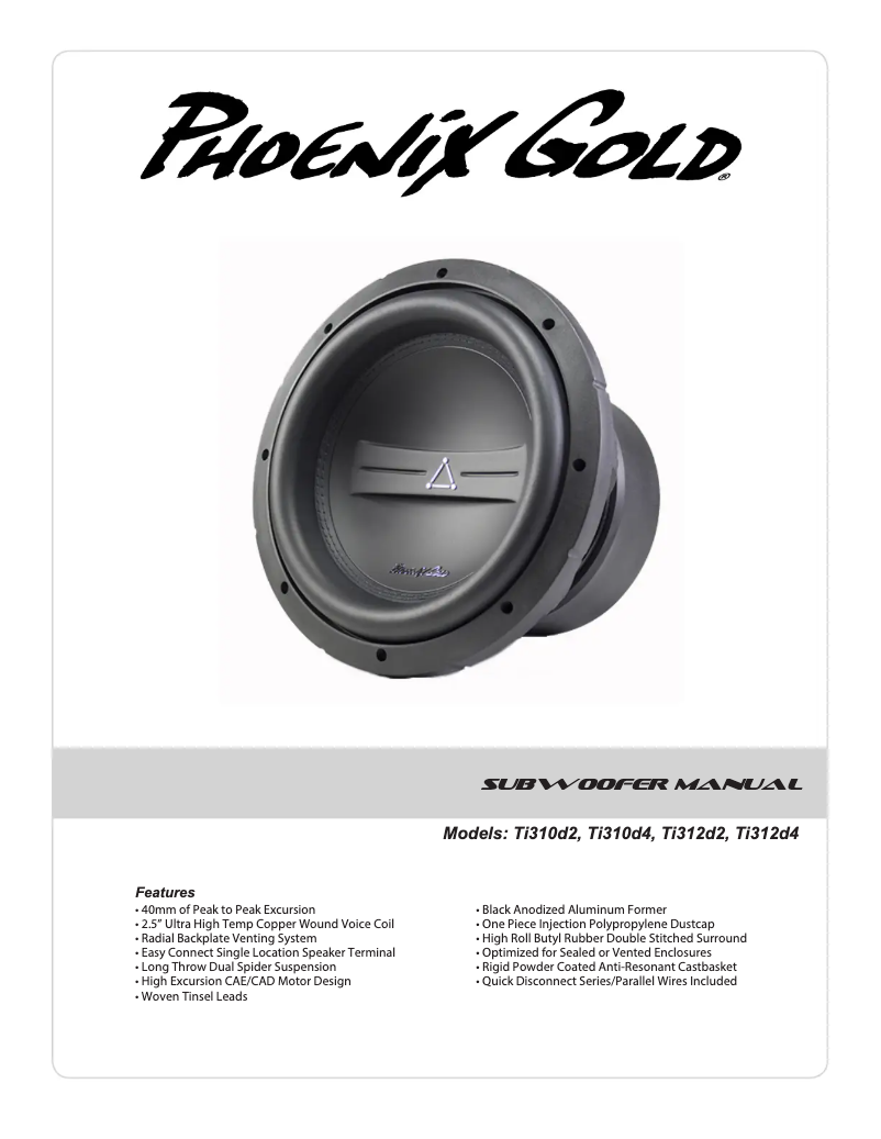 Page n°1 - Manuel utilisateur Phoenix Gold Ti310d2