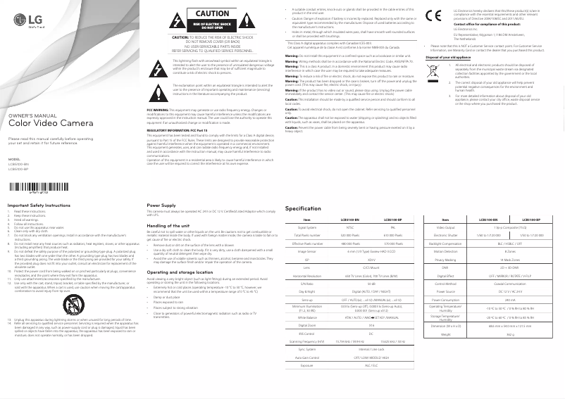 Page n°1 - Guide de démarrage rapide LG LCB5100-BP