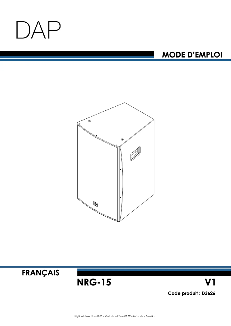 Page 1 de la notice Manuel utilisateur DAP-Audio NRG-15