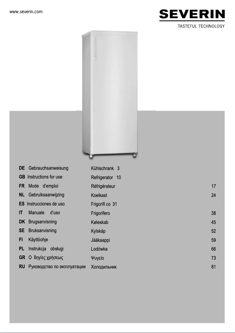 Page n°1 - Mode d'emploi Severin KS 9822