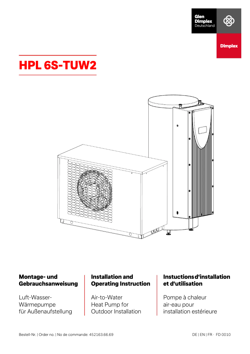 Page 1 de la notice Manuel utilisateur Dimplex HPL 6S-TUW2