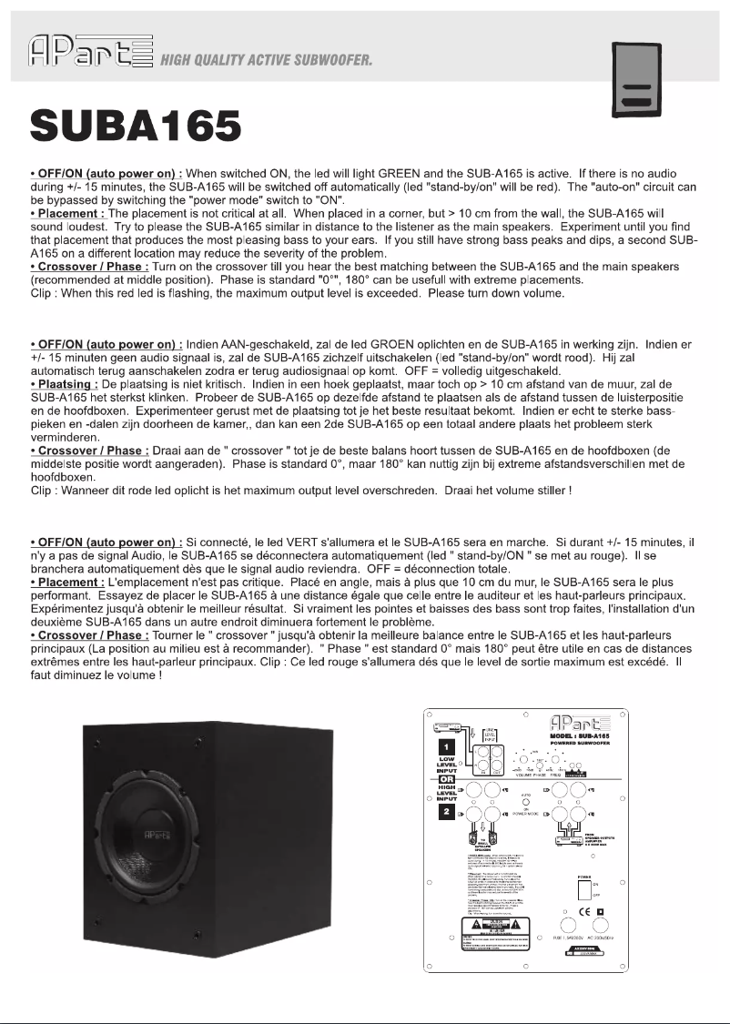 Página 1 del manual Manual de usuario APart SUBA165