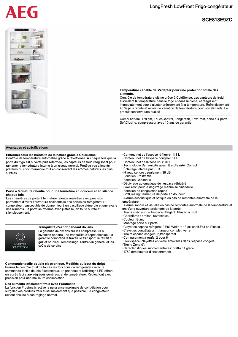 Page n°1 - Fiche technique AEG SCE818E9ZC