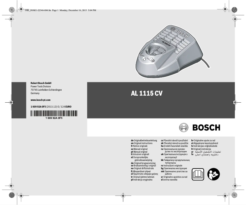 Page 1 de la notice Manuel utilisateur Bosch AL 1115 CV