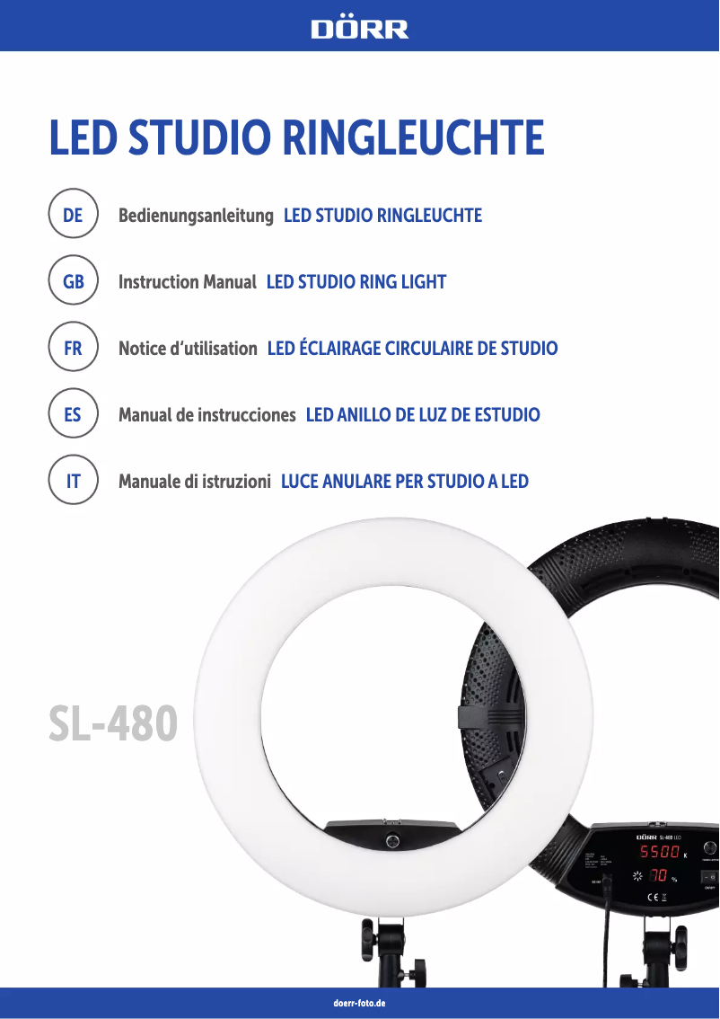 Page n°1 - Manuel utilisateur Dörr LED Studio Ring Light SL-480