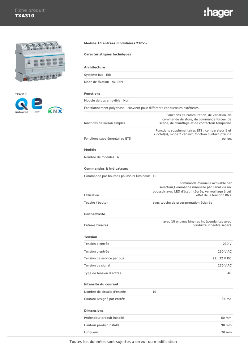 Image de la première page du manuel de l'appareil TXA310