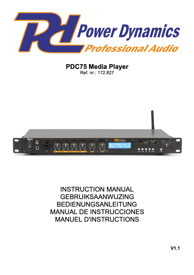 Page n°1 - Manuel utilisateur Power Dynamics PDC75 172.827