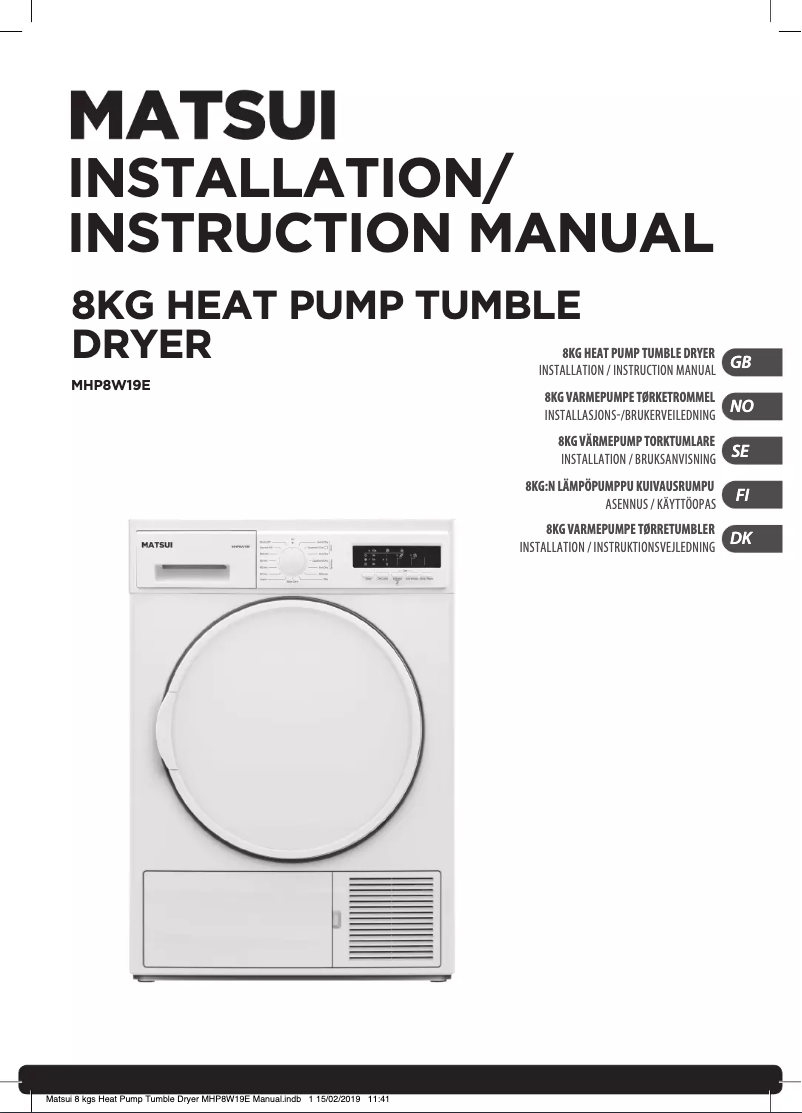 Image de la première page du manuel de l'appareil MHP8W19E