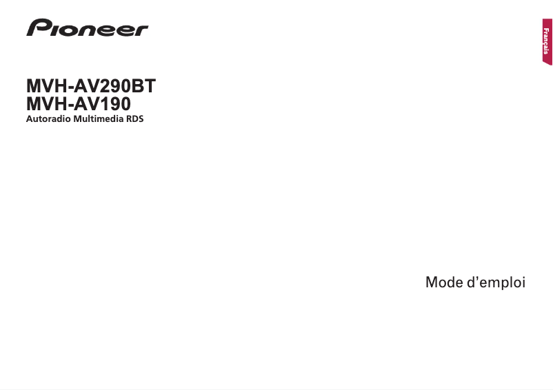Page n°1 - Manuel utilisateur Pioneer MVH-AV190