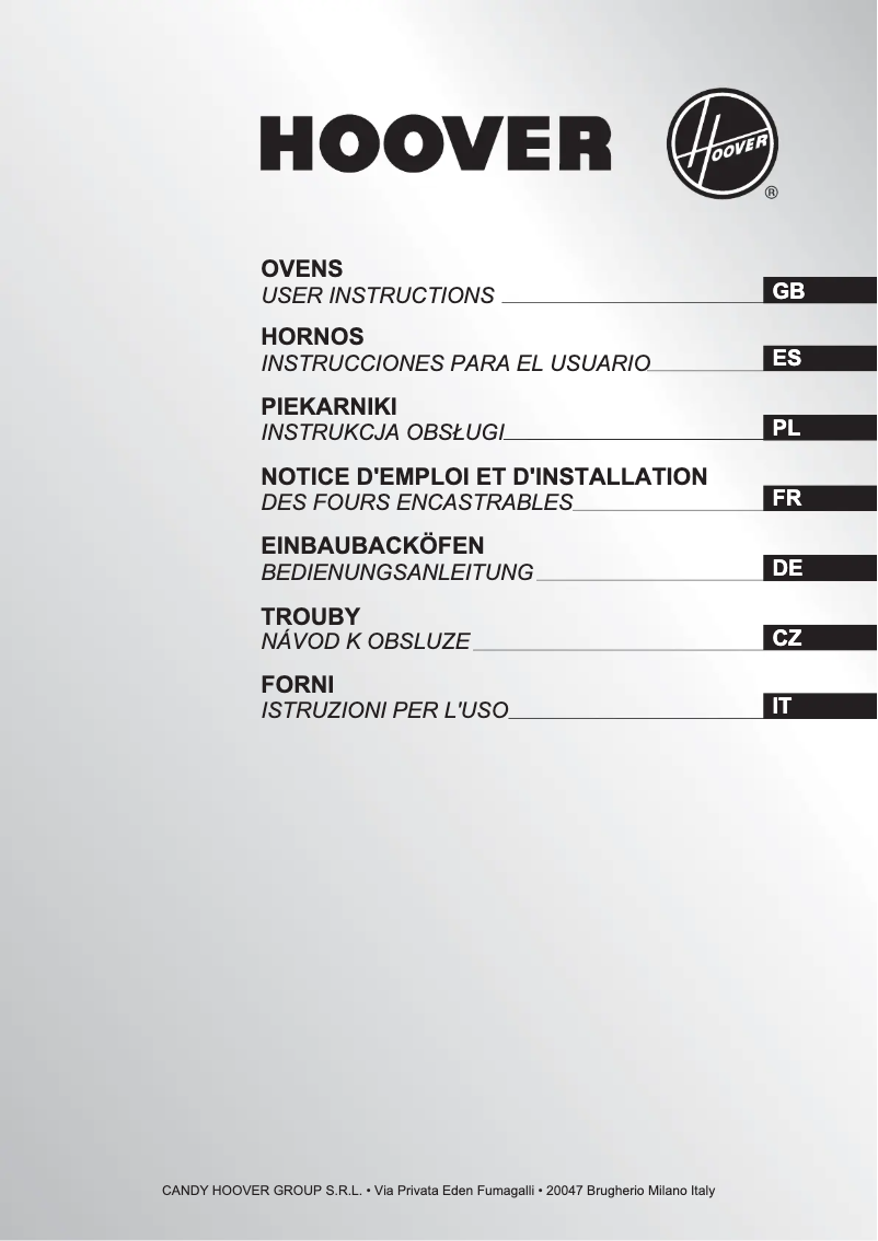 Page n°1 - Manuel utilisateur Hoover HOF75RVX