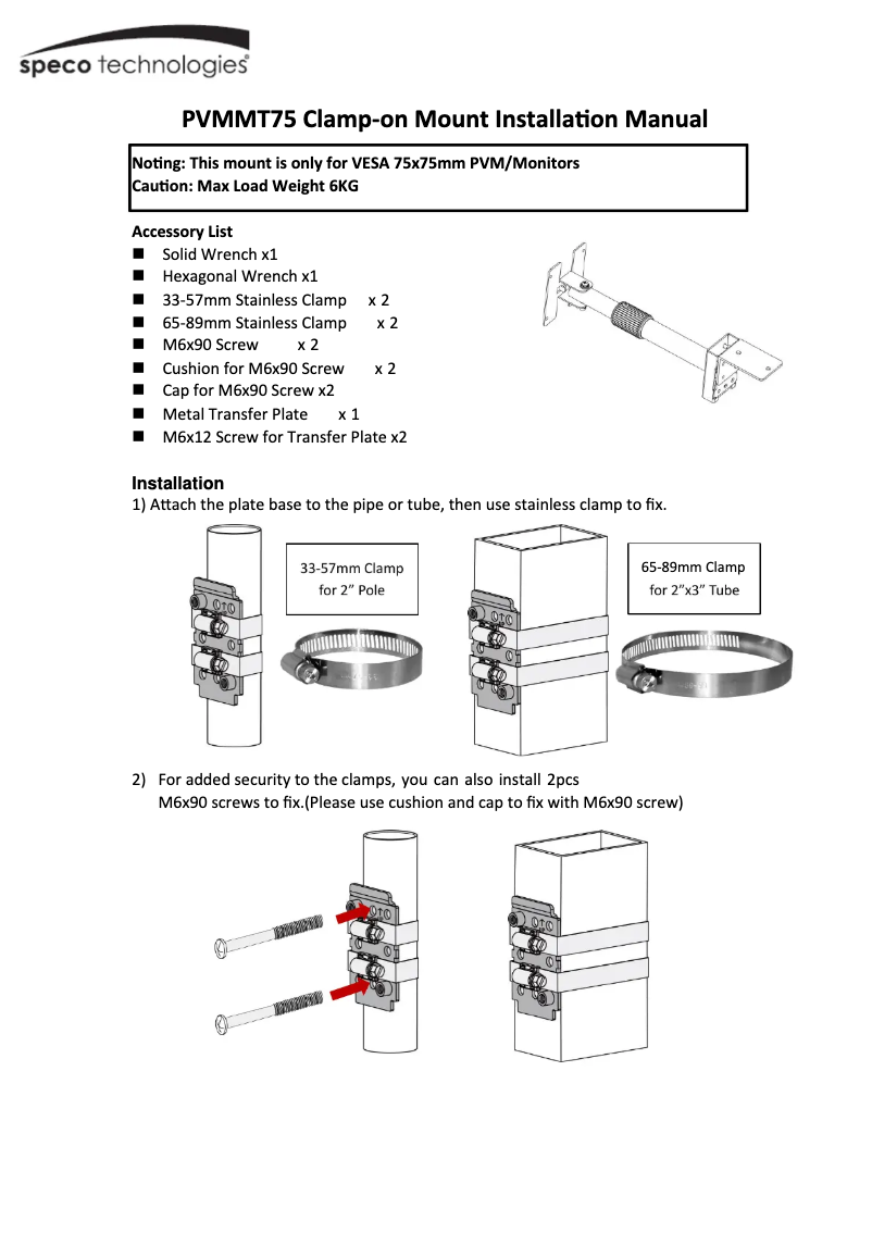 Page 1 de la notice Manuel utilisateur Speco Technologies PVMMT75