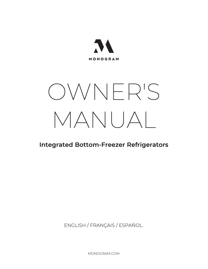 Page n°1 - Manuel d'utilisation et d'entretien Monogram ZIP364IPVII