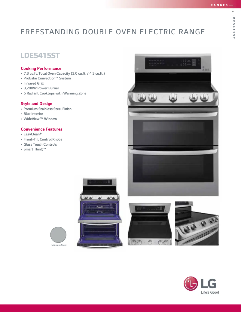 Page 1 de la notice Fiche technique LG LDE5415ST