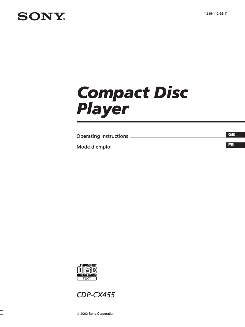 Page n°1 - Manuel utilisateur Sony CDP-CX455