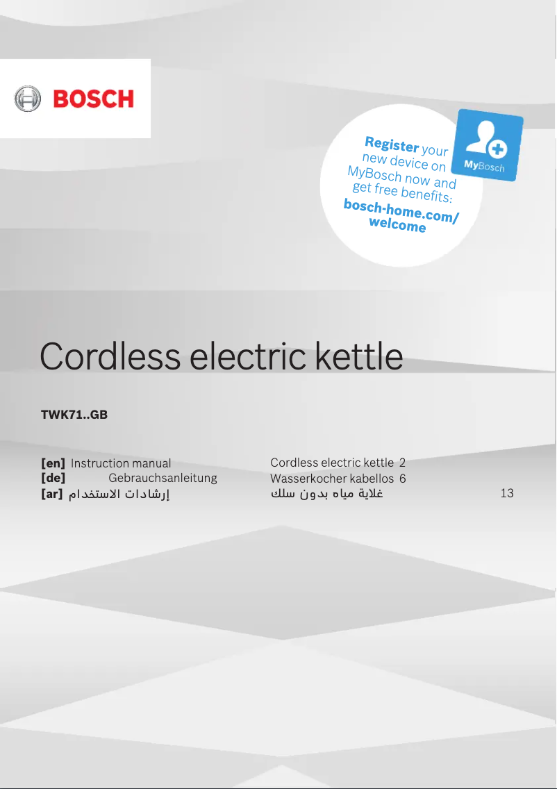 Image de la première page du manuel de l'appareil TWK7105GB