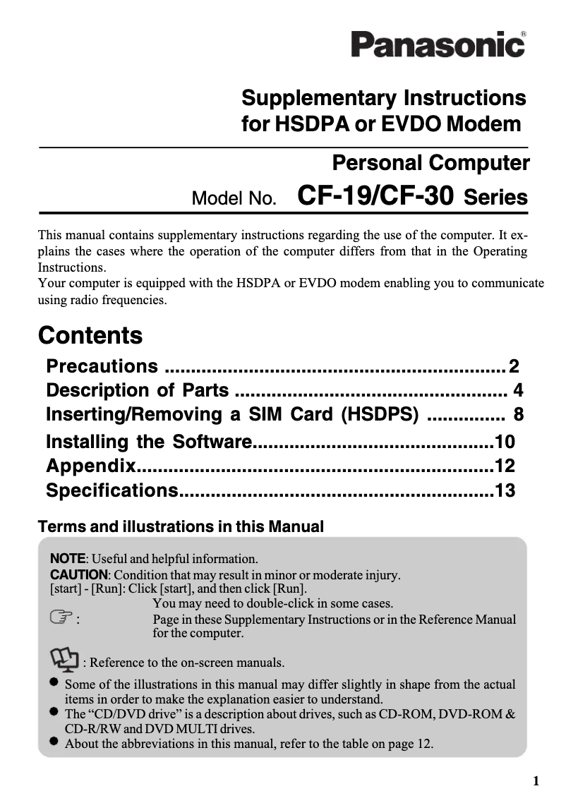 Page 1 de la notice Manuel utilisateur Panasonic Alltel EVDO