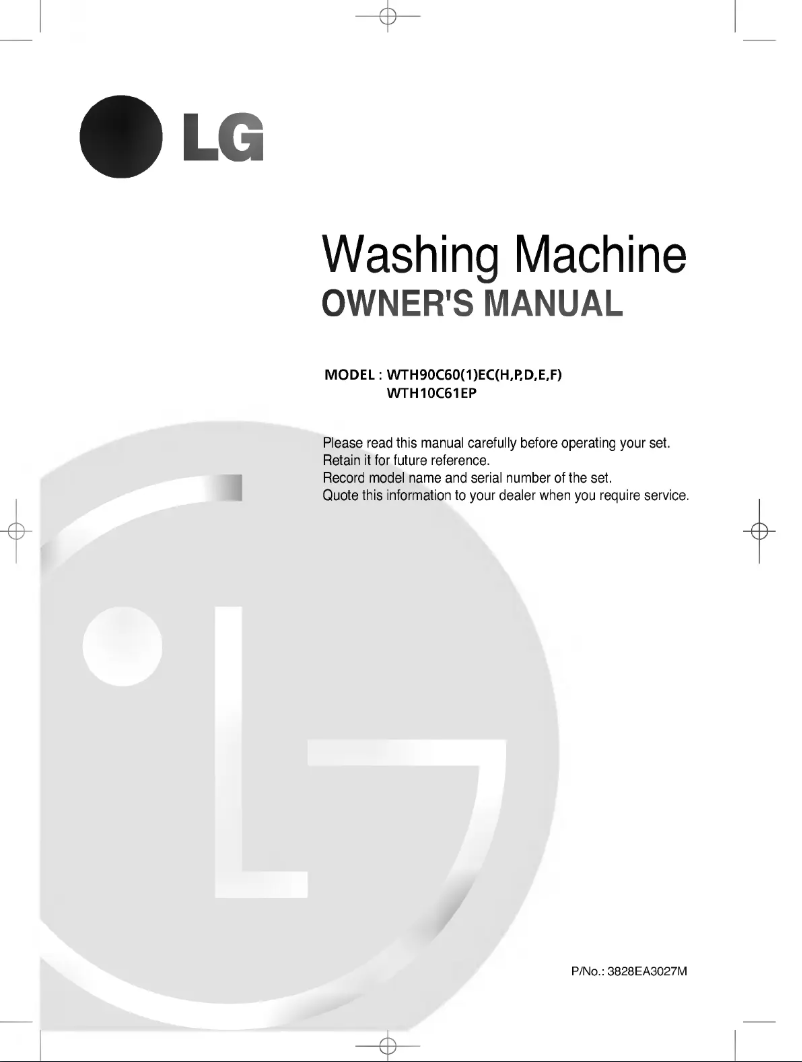 Page 1 de la notice Manuel utilisateur LG WTH90B60EP