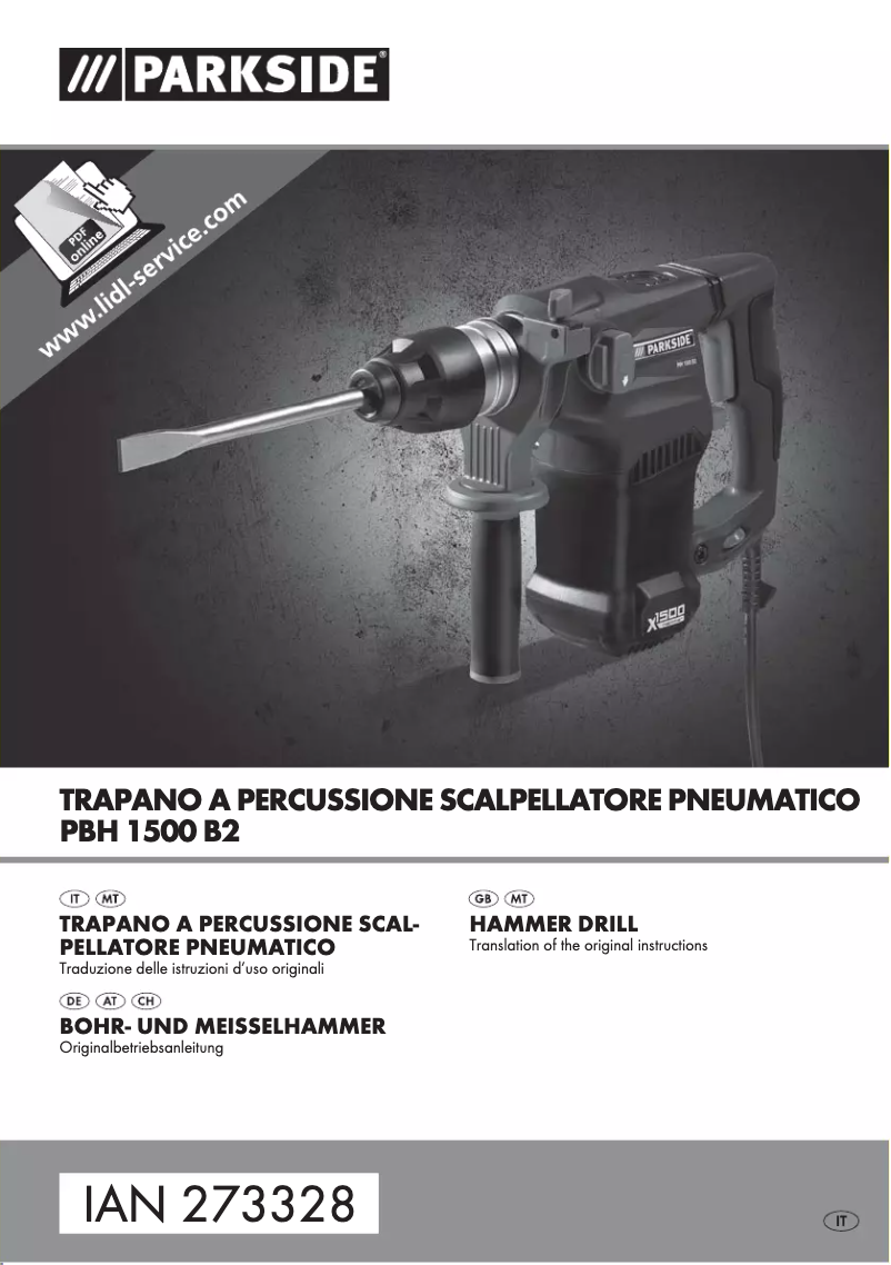Page 1 de la notice Manuel utilisateur Parkside PBH 1500 B2
