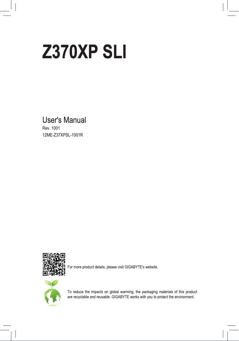 Image de la première page du manuel de l'appareil Z370XP SLI