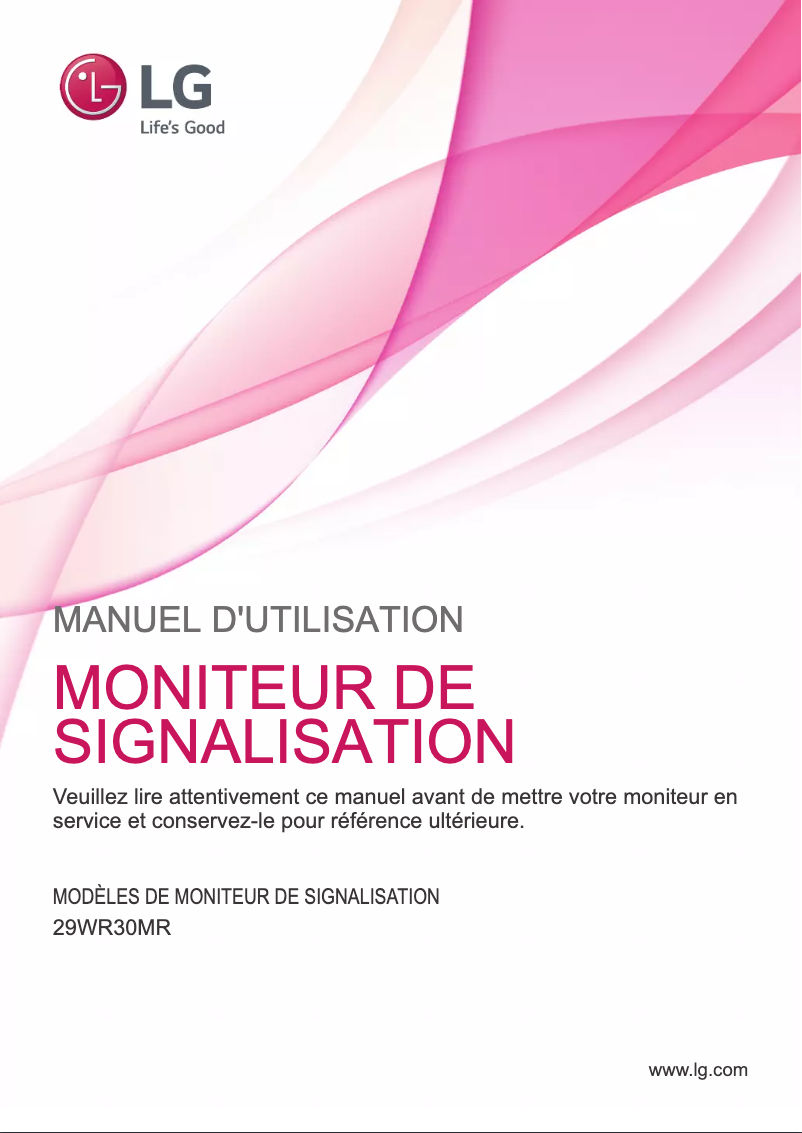 Page n°1 - Manuel utilisateur LG 29WR30MR