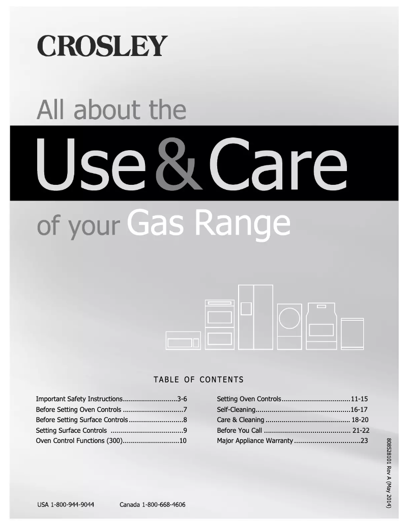 Page 1 de la notice Manuel utilisateur Crosley CRG3485QS