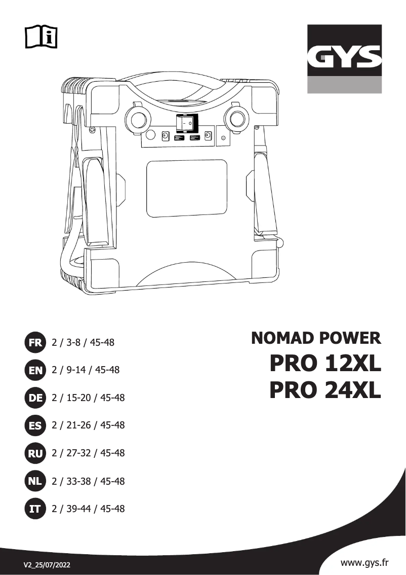 Image de la première page du manuel de l'appareil Nomad Power PRO 12 XL