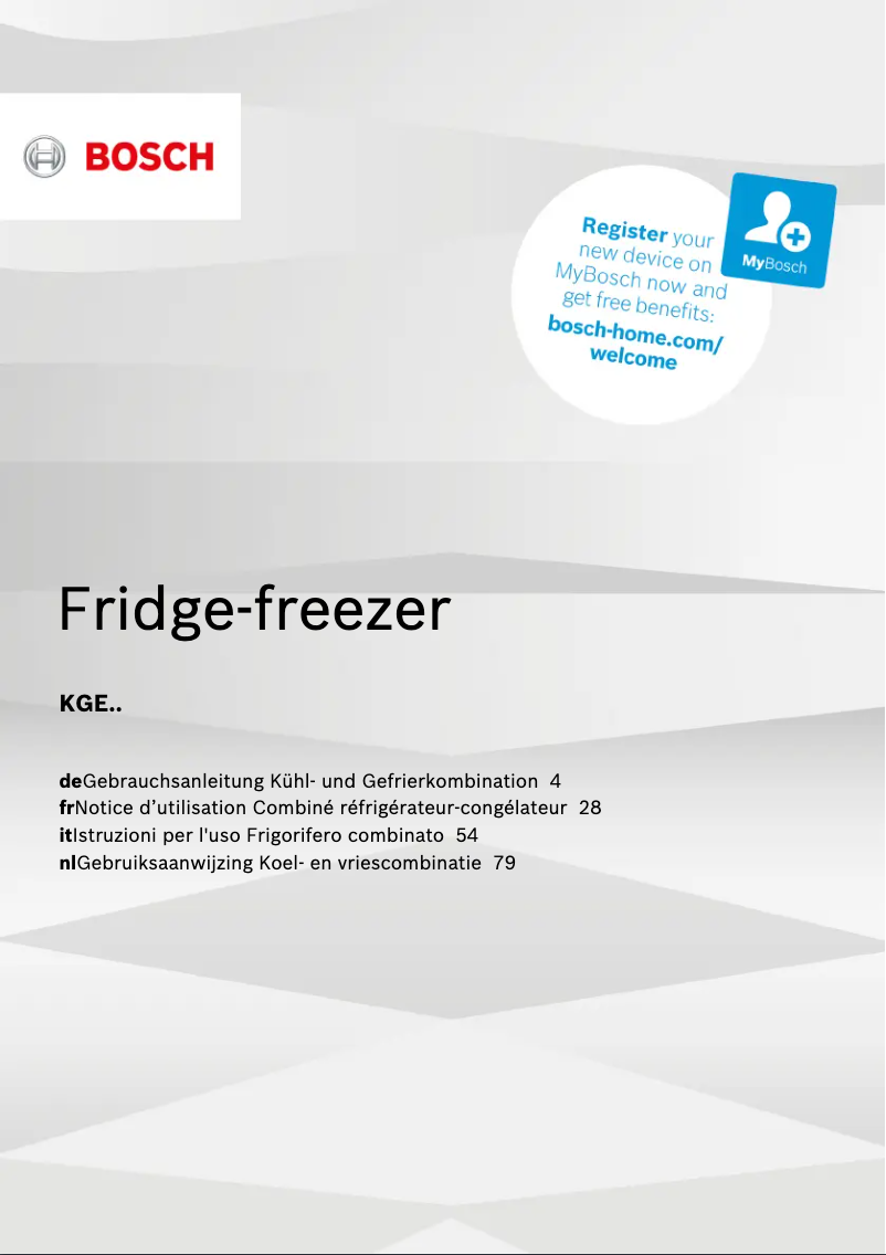 Page 1 de la notice Manuel utilisateur Bosch Serie 4 KGE36EW4P