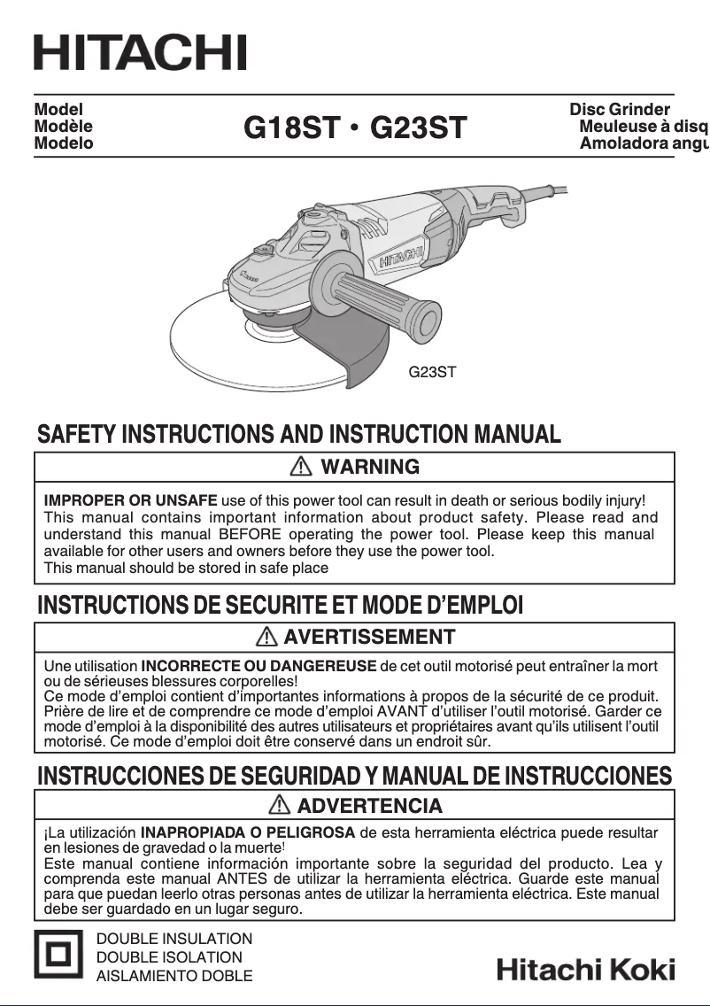 Página 1 del manual Manual de usuario Hitachi G18ST
