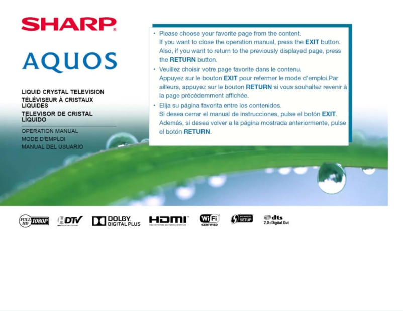 Image de la première page du manuel de l'appareil LC-80LE661U