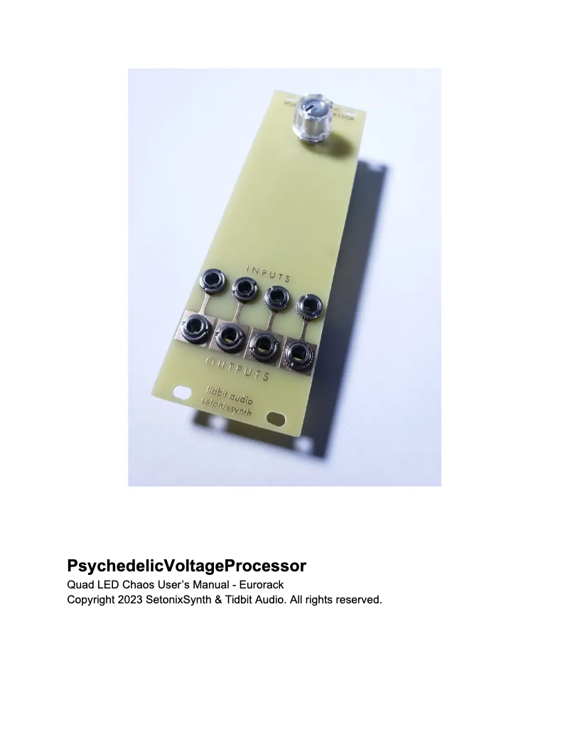 Page n°1 - Manuel utilisateur SetonixSynth Tidbit Audio