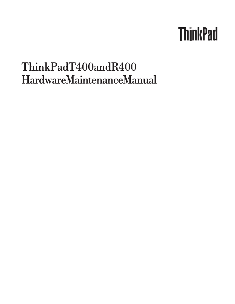 Page n°1 - Manuel utilisateur Lenovo ThinkPad R400