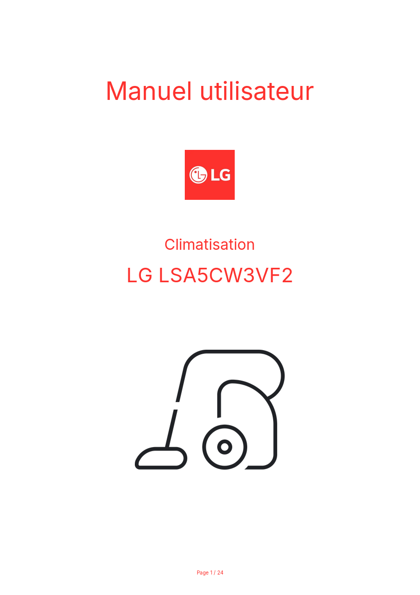 Page n°1 - Manuel utilisateur LG LSA5CW3VF2