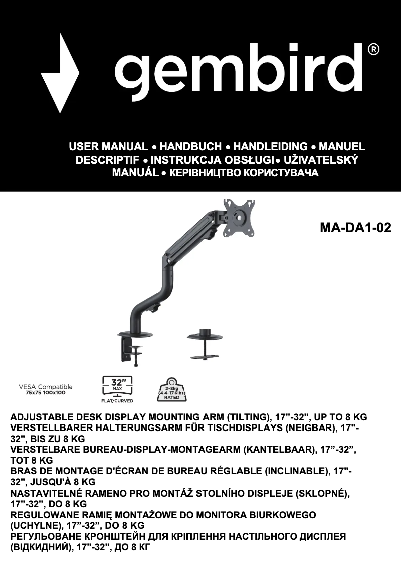 Page 1 de la notice Manuel utilisateur Gembird MA-DA1-02