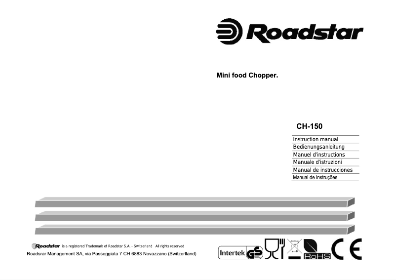Page 1 de la notice Manuel utilisateur Roadstar CH-150