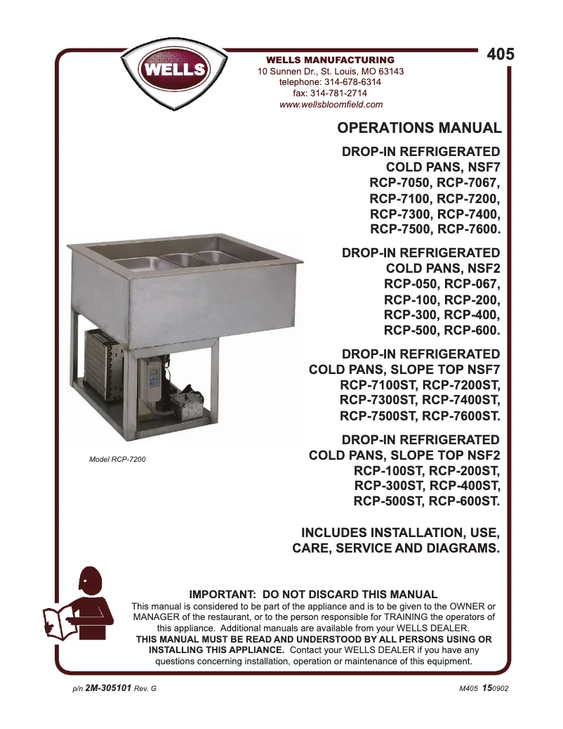 Image de la première page du manuel de l'appareil RCP-7300ST