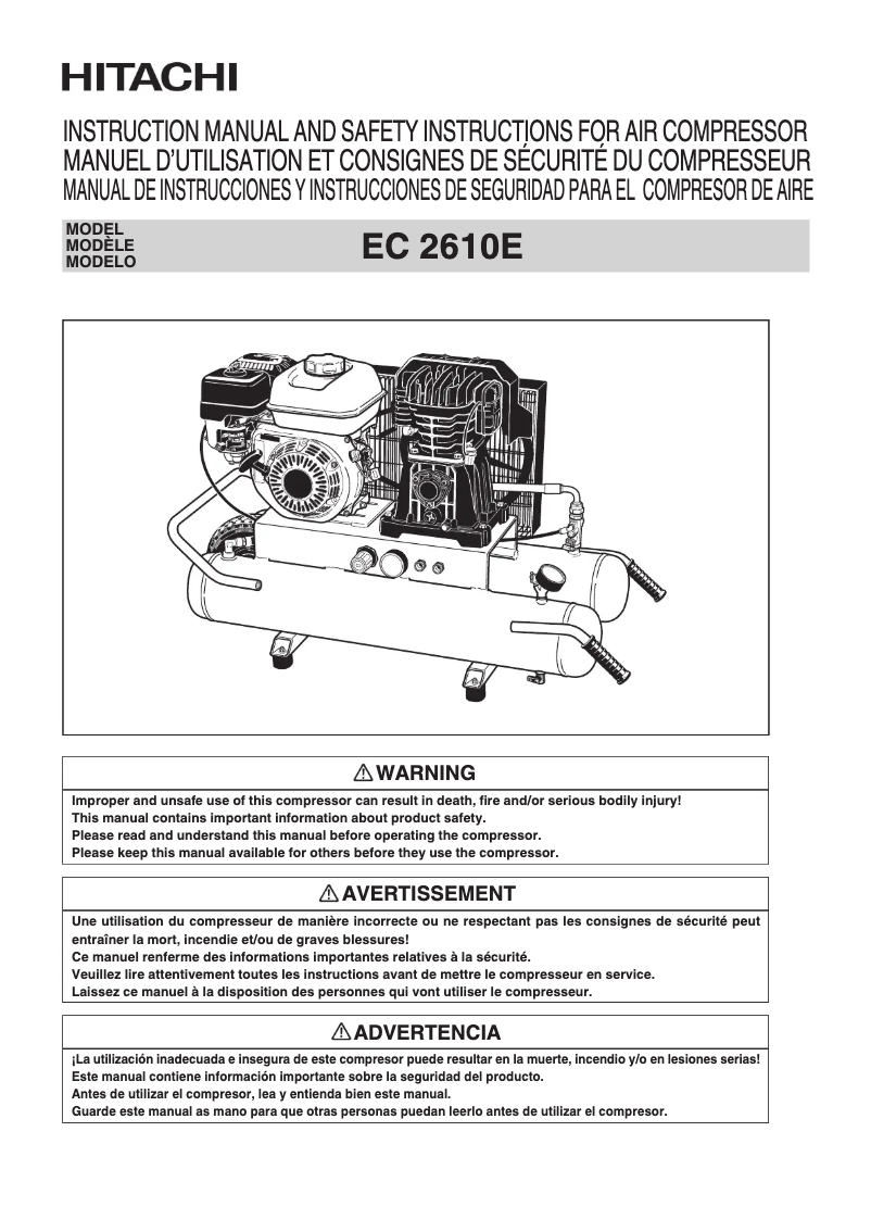 Page 1 de la notice Manuel utilisateur HiKOKI EC2610E