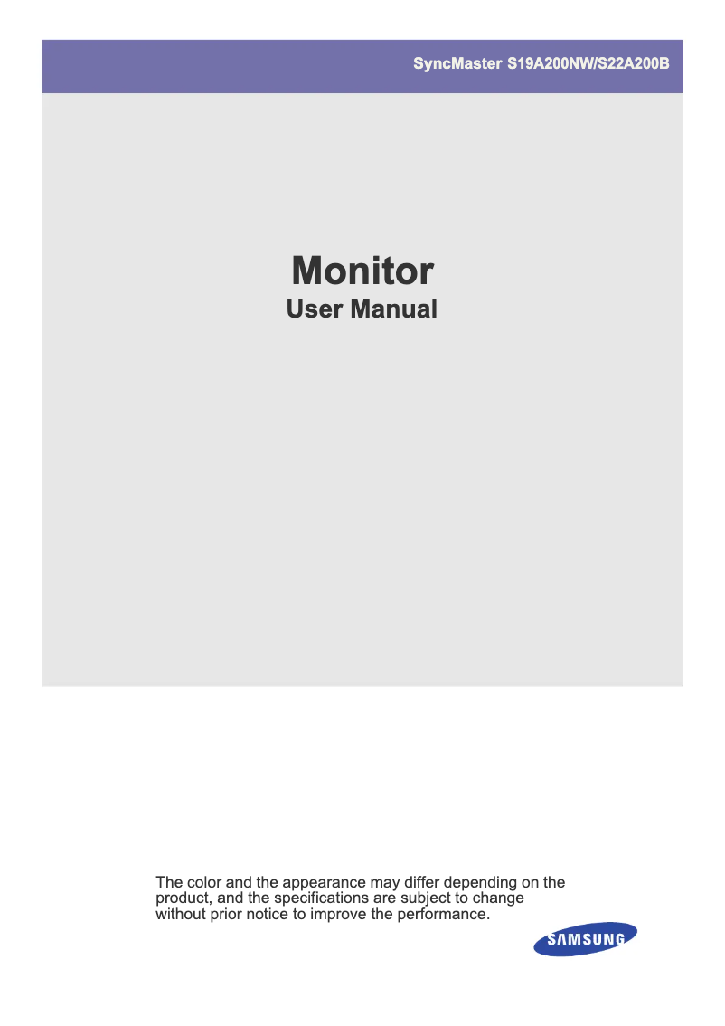 Page n°1 - Manuel utilisateur Samsung SyncMaster S19A200NW