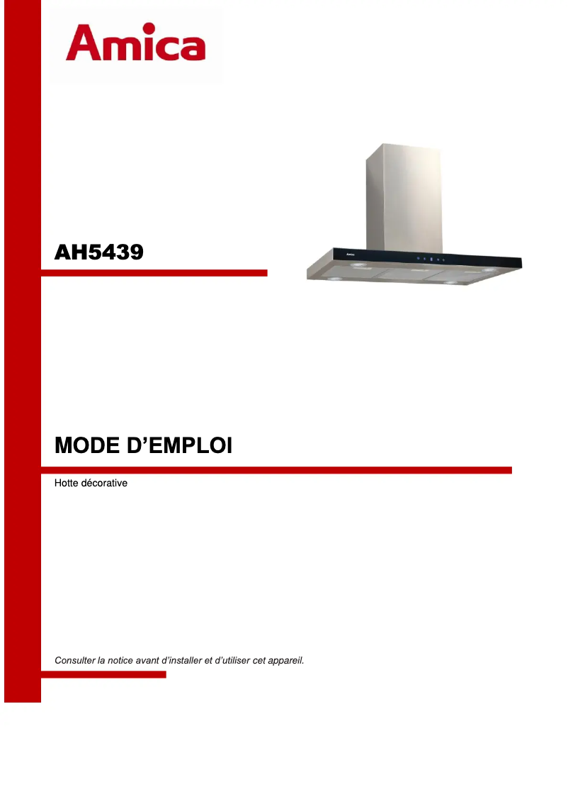 Page n°1 - Manuel utilisateur Amica AH5439