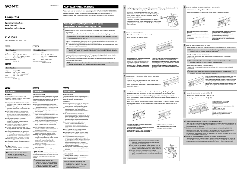 Page 1 de la notice Manuel utilisateur Sony KF-42WE610