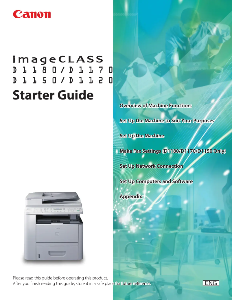 Page 1 de la notice Guide de démarrage rapide Canon imageClass D1120