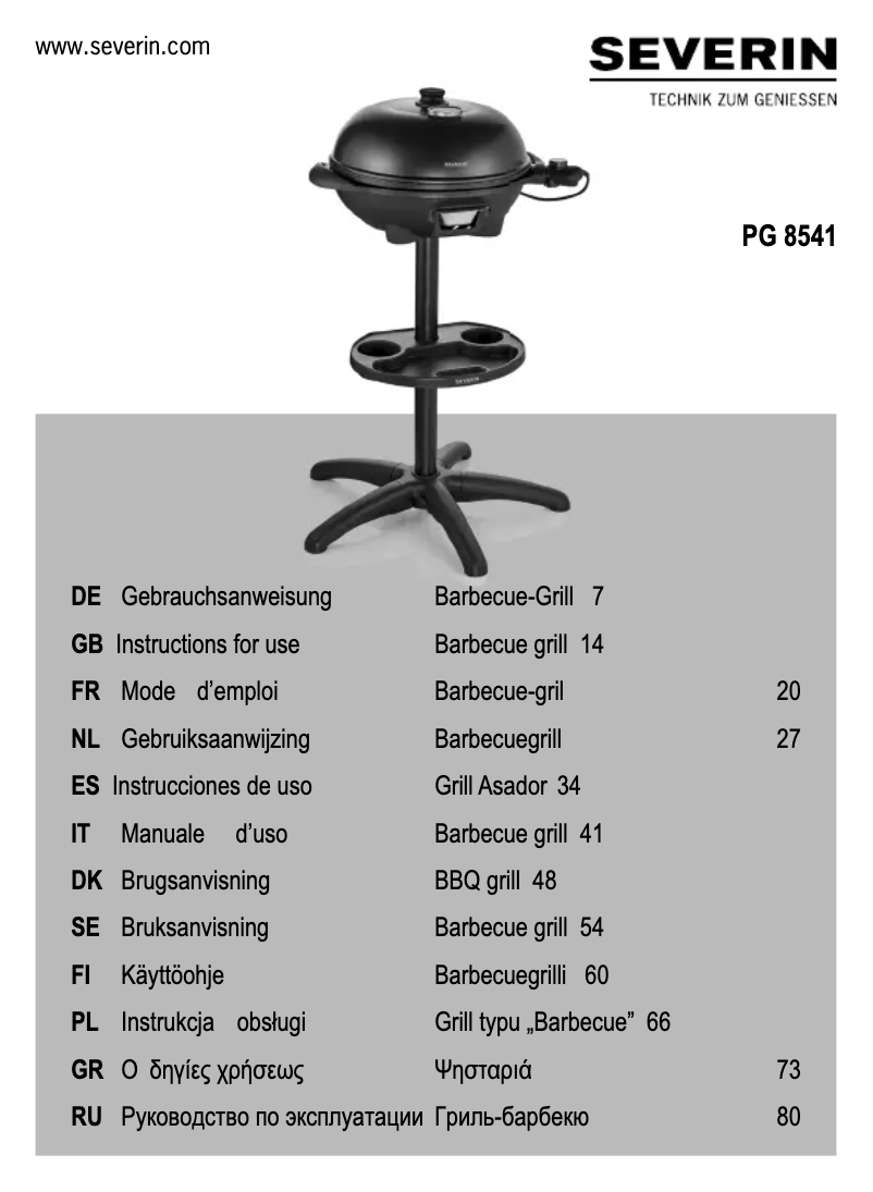 Página 1 del manual Manual de usuario Severin PG 8541