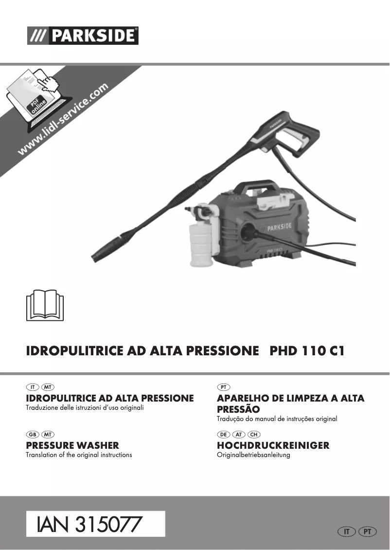 Page 1 de la notice Manuel utilisateur Parkside PHD 110 C1