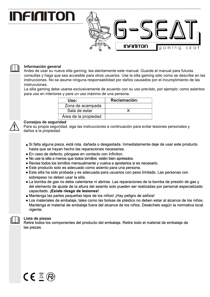 Page 1 de la notice Manuel utilisateur Infiniton GSEAT-TS