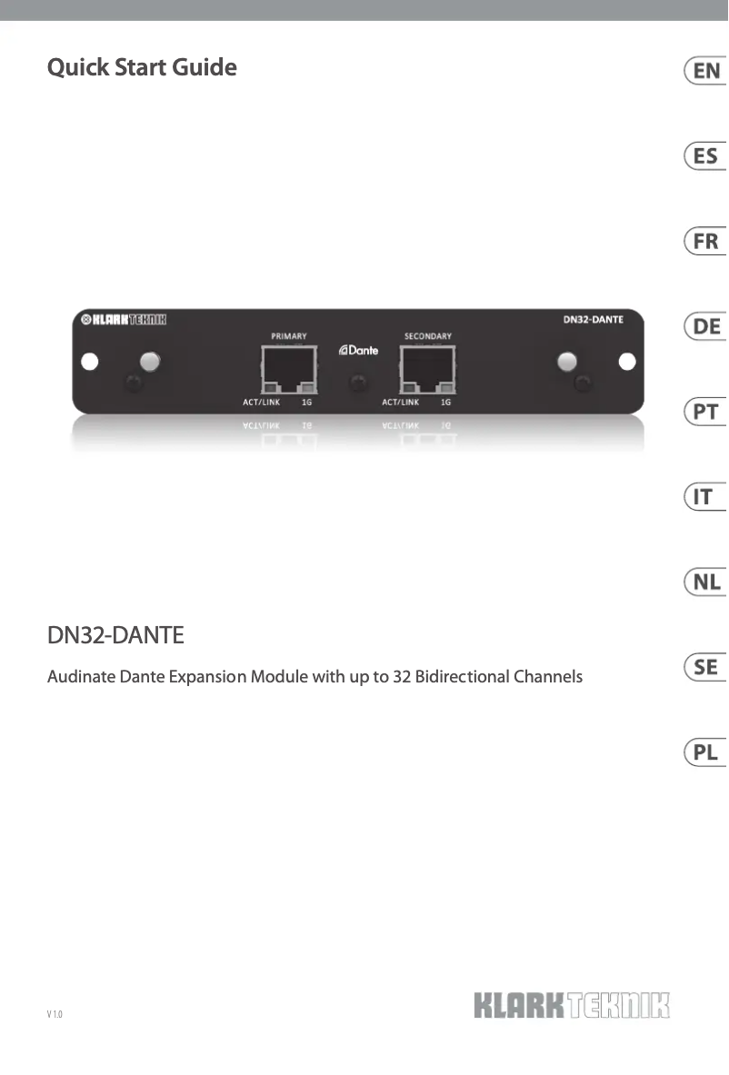 Image de la première page du manuel de l'appareil DN32-DANTE