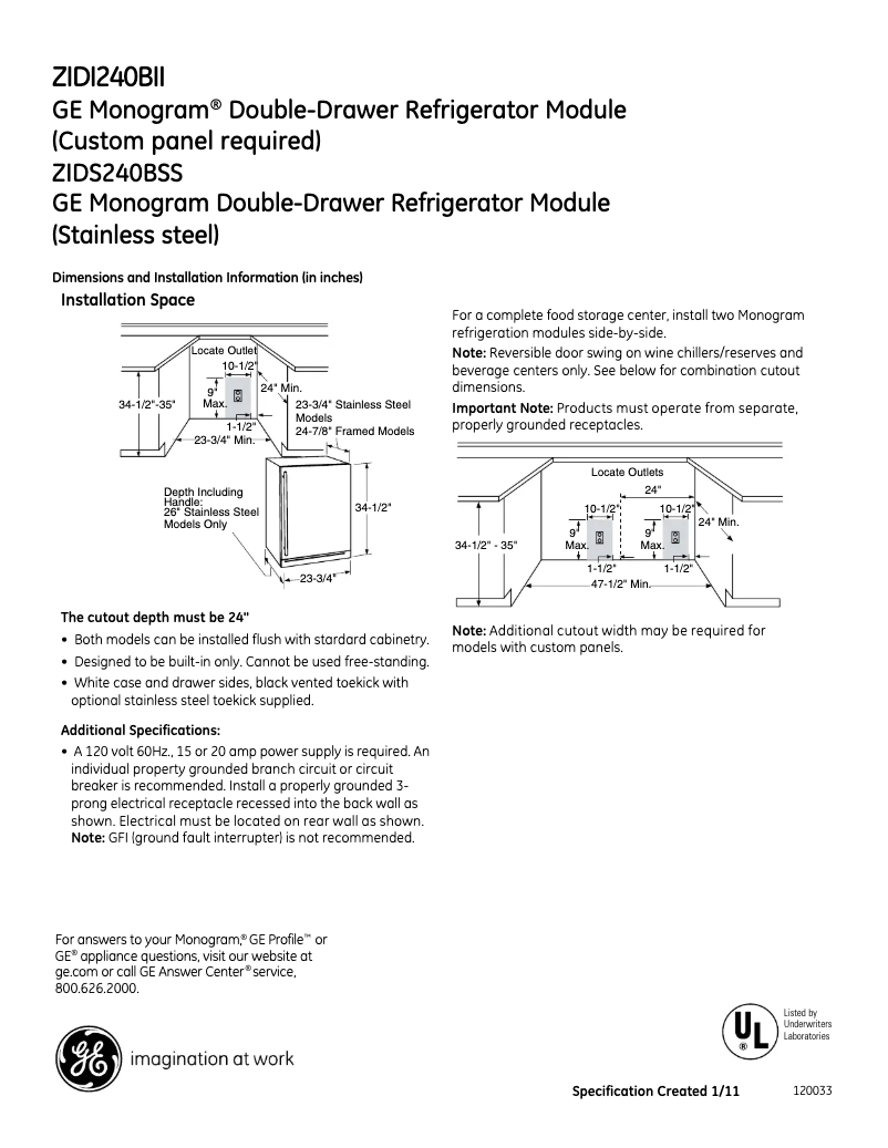 Image de la première page du manuel de l'appareil ZIDS240BSS