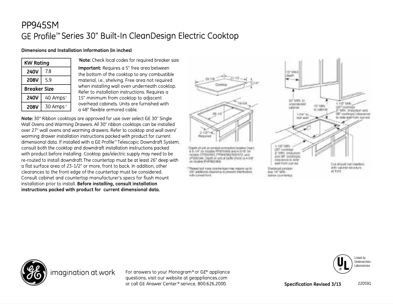 Image de la première page du manuel de l'appareil Profile PP945SMSS