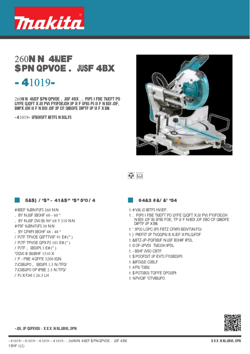 Page 1 de la notice Fiche technique Makita LS1019L